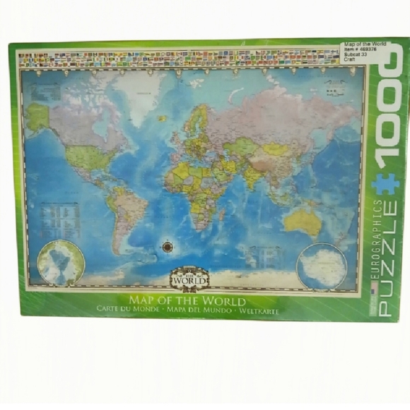 Map of the World  1000 Piece Puzzle Eurographics New - Picture 1 of 4